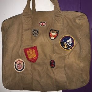 Rugby Ralph Lauren patches shoulder tote bag RL vintage classic travel unisex